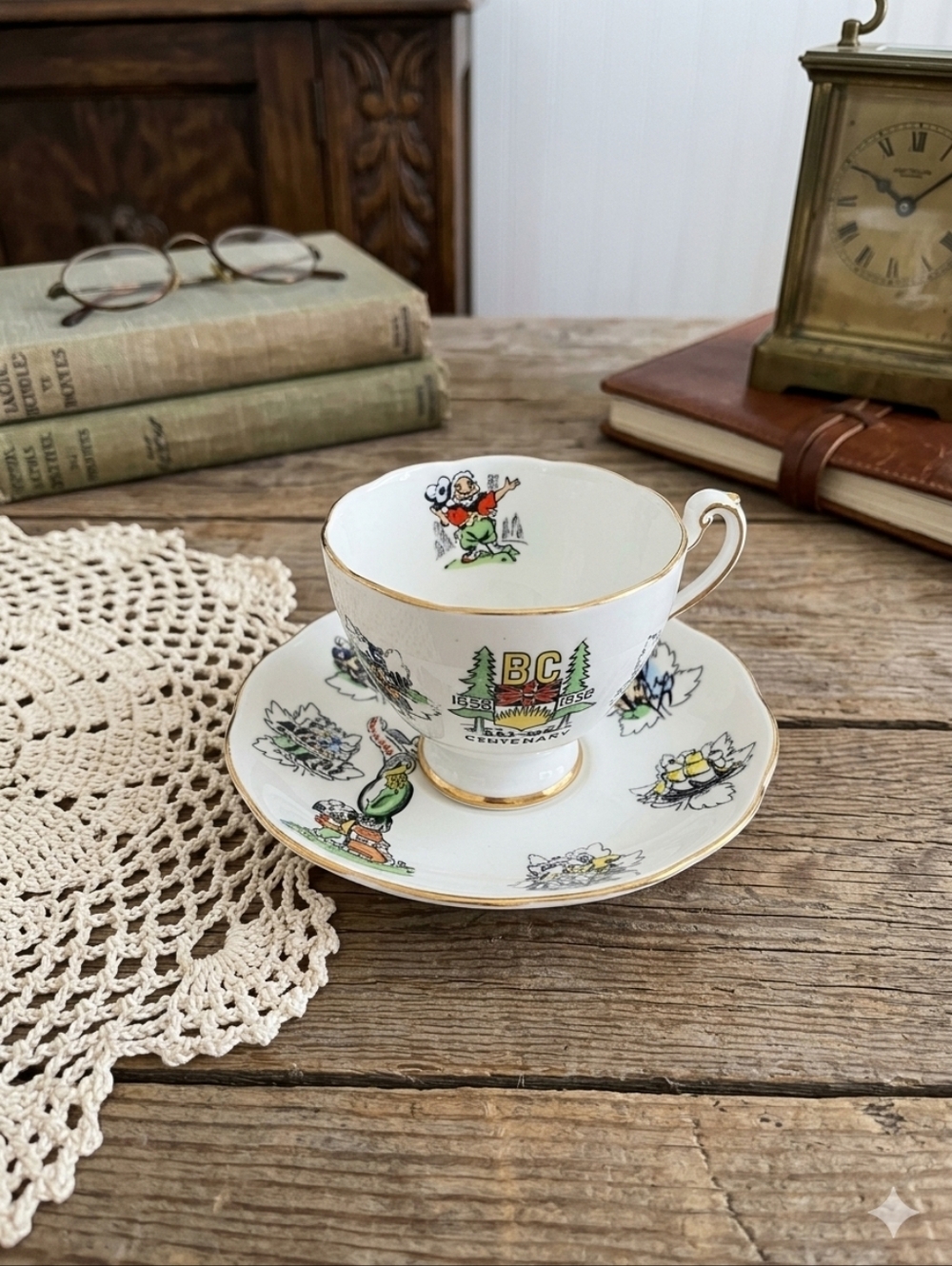 Roslyn Fine Bone China BC Centenary Tea Cup & Saucer (1858-1958)